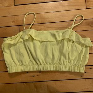 Cropped yellow top with spaghetti straps